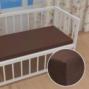 Detské jersey napínacie prestieradlo do postieľky JR-026 Čokoládovo hnedé 60 x 120 x 10 cm - do postieľky
