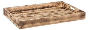 ČistéDrevo Opálená drevená debnička 56x36x6 cm