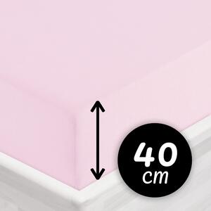 Jersey napínacie prestieradlo na extra vysoký matrac JR-032 Púdrovo ružová 80 x 200 - výška 40 cm