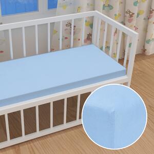 Detské jersey napínacie prestieradlo do postieľky JR-014 Nebesky modré 60 x 120 x 10 cm - do postieľky