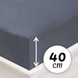 Jersey napínacie prestieradlo na extra vysoký matrac JR-029 Antracitovo sivé 80 x 200 - výška 40 cm