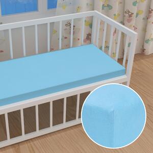 Detské jersey napínacie prestieradlo do postieľky JR-017 Azúrovo modré 60 x 120 x 10 cm - do postieľky