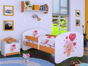 Detská posteľ bez šuplíku 180x90cm MACKO S BALONKY - oranžová