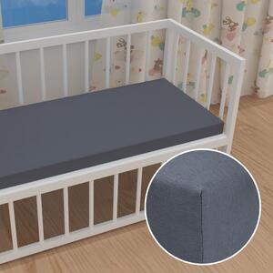 Detské jersey napínacie prestieradlo do postieľky JR-029 Antracitovo sivé 60 x 120 x 10 cm - do postieľky