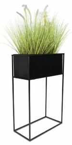 KOVOVÝ KVETINÁČ SO STOJANOM RECT 70X24X44 CM ČIERNA