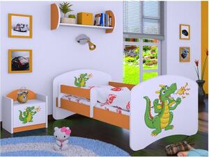 Detská posteľ bez šuplíku 180x90cm ZELENÝ DRAK - oranžová