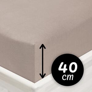 Jersey napínacie prestieradlo na extra vysoký matrac JR-027 Sivohnedé 80 x 200 - výška 40 cm