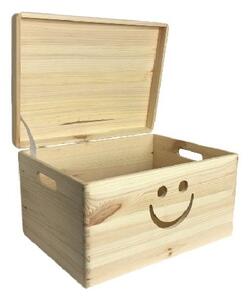 ČistéDřevo Drevený box s úsmevom 40 x 30 x 23 cm a viekom