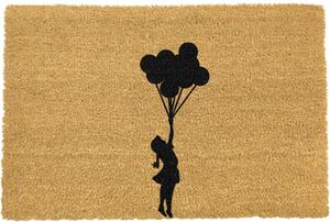 Rohožka z prírodného kokosového vlákna Artsy Doormats Flying Balloon Girl, 40 x 60 cm