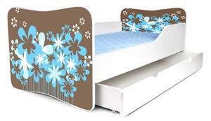 Detská posteľ so zásuvkou KVETY HNEDÉ + matrac ZADARMO