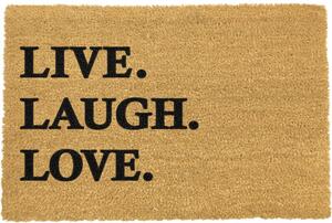 Rohožka z prírodného kokosového vlákna Artsy Doormats Live Laugh Love, 40 x 60 cm