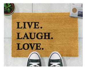 Rohožka z prírodného kokosového vlákna Artsy Doormats Live Laugh Love, 40 x 60 cm