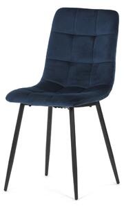 Autronic - Židle jídelní, modrá sametová látka, nohy černý kov - CT-281 BLUE4 NOVINKA