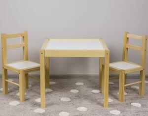 Klupś Drevený detský stolček so stoličkami prírodný