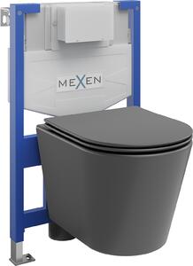 Mexen Fenix XS-F, podomietkový modul a závesné WC Rico so sedátkom s pomalým dopadom, tmavá šedá matná, 68030724071