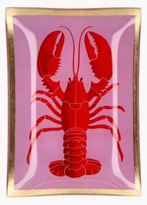 Ručne maľovaný sklenený tanierik na drobnosti Lobster