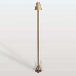 Moretti Luce Chodníkové LED svetlo Silva Disk, výška 100 cm, antik mosadz, IP65, Hnedá / staromosadz, Mosadz, Vidiecky / Rustikálny, Osvetlenie príjazdovej cesty