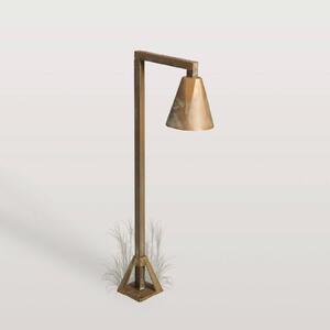 Moretti Luce LED podlahová lampa Silva Disk, 50 x 19 cm, antická mosadz, Hnedá / staromosadz, Mosadz, Vidiecky / Rustikálny, Vonkajčie stĺpové osvetlenie