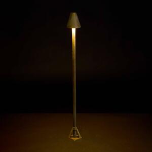 Moretti Luce Chodníkové LED svetlo Silva Disk, výška 80 cm, antická mosadz, IP65, Hnedá / staromosadz, Mosadz, Vidiecky / Rustikálny, Osvetlenie príjazdovej cesty