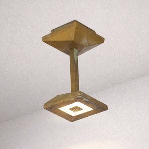 Moretti Luce Vonkajšie stropné LED svietidlo Aura Edge, výška 20 cm, antik mosadz, Hnedá / staromosadz, Mosadz, Vidiecky / Rustikálny