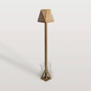 Moretti Luce LED podlahová lampa Silva Edge, výška 50 cm, antická mosadz, Hnedá / staromosadz, Mosadz, Vidiecky / Rustikálny, Vonkajčie stĺpové osvetlenie