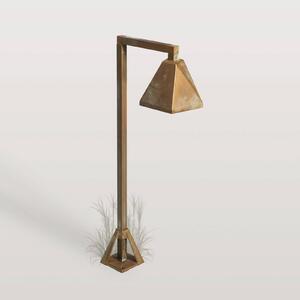 Moretti Luce LED podlahová lampa Silva Edge, 50 x 19 cm, antická mosadz, Hnedá / staromosadz, Mosadz, Vidiecky / Rustikálny, Vonkajčie stĺpové osvetlenie
