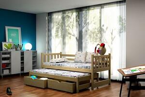 Detská posteľ s výsuvnou prístelkou z MASÍVU 180x80cm so zásuvkou - DPV006