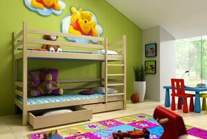 Detská poschodová posteľ z MASÍVU 180x80cm bez šuplíku - PP008