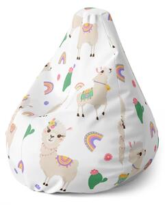 Sablio Sedací vak Pear Roztomilé lamy - 70 x 95 x 15 cm