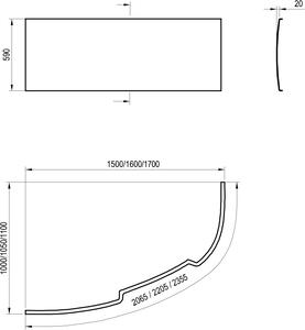 Ravak - Panel čelný Asymmetric 170 pravá - biela
