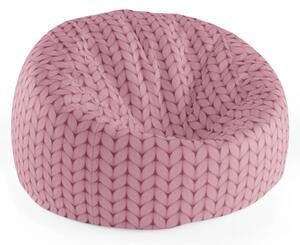 Sablio Sedací vak Cocoon Ružové pletenie z vlny - 75 x 45 x 35 cm