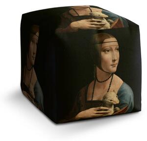 Sablio Taburet Cube Dáma s hranostajom - Leonardo da Vinci - 40x40x40 cm
