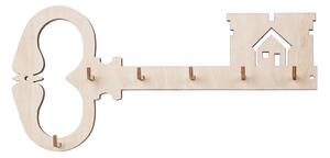 ČistéDrevo Dřevěný věšák na klíče - kľúč s domčekom