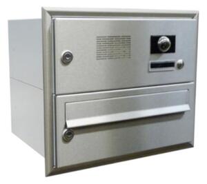 DOLS B-015-ABB - nerezová poštová schránka na zamurovanie, s videohovorovým modulom ABB, menovkou a zvonkovým tlačidlom