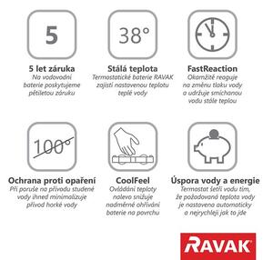 Ravak - Sprchový stĺp 10° Free, s termostatickou batériou a sprchovacím setom - chróm