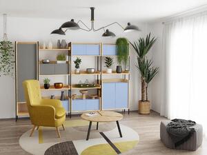 Obývacia izba Mobius - prírodný orech / modrá / sivá