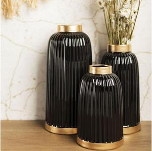 HowHomely Keramická váza ROSIE 20,5x12 cm čierna/zlatá DD0354 + záruka 3 roky zadarmo
