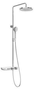 Ravak - Sprchový stĺp Termo s funkciou stôp, poličkou a sprchovacím setom - chróm/biela