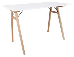 Biely stôl s hnedými nohami House Nordic Vojens Desk, dĺžka 120 cm