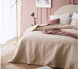 Fenomenálny béžový prehoz na posteľ s ornamentálnym prešívaním 240 x 260 cm Béžová
