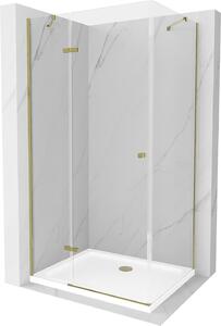 Mexen Roma, sprchovací kút 80 (dvere) x 90 (stena) cm, 6mm číre sklo, zlatý profil + slim sprchová vanička 5cm, 854-080-090-50-00-4010
