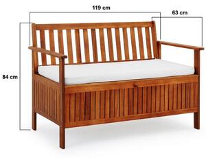 Záhradná lavica s úložným boxom - 120 cm x 59 cm x 90 cm