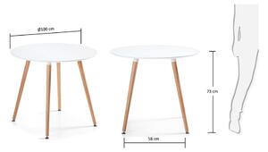 Jedálenský stôl z bukového dreva Kave Home Daw, ⌀ 100 cm