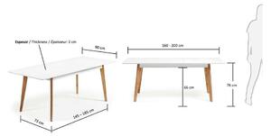 Rozkladací jedálenský stôl Kave Home Meety, 160 x 90 cm