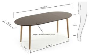 Rozkladací jedálenský stôl z bukového dreva Kave Home Oakland, 120 x 90 cm