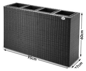 Kvetináč - 4 ks - 95 x 27 x 60cm - čierny