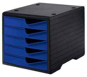 Triediaci box, 5 zásuviek, čierna / modrá