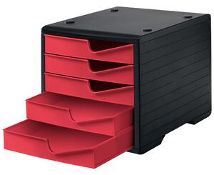 Triediaci box, 5 zásuviek, čierna/červená