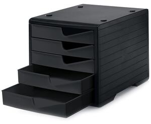 Triediaci box, 5 zásuviek, čierna/čierna