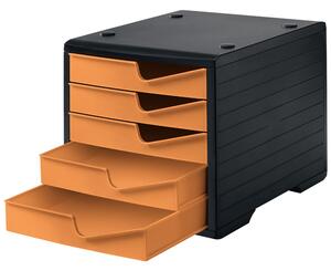 Triediaci box, 5 zásuviek, čierna/oranžová